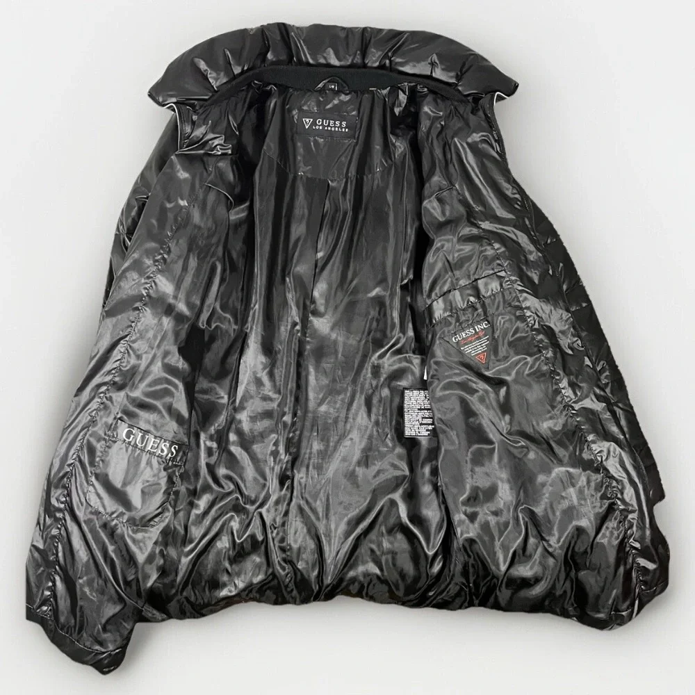GUESS Womens Quilted Puffer Long Real Down‎ Winter Jacket Coat Black Large